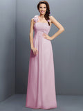 A-Line/Princess Strapless Hand-Made Flower Sleeveless Long Chiffon Bridesmaid Dresses TPP0005737