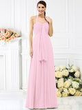 A-Line/Princess Halter Pleats Sleeveless Long Chiffon Bridesmaid Dresses TPP0005727