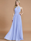 A-Line/Princess Chiffon Scoop Sleeveless Floor-Length Bridesmaid Dresses TPP0005219