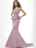 Trumpet/Mermaid Sweetheart Sleeveless Long Satin Bridesmaid Dresses TPP0005151