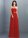 A-Line/Princess Strapless Rhinestone Sleeveless Long Chiffon Bridesmaid Dresses TPP0005471