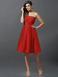 A-Line/Princess Strapless Sleeveless Short Taffeta Bridesmaid Dresses TPP0005359