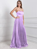 A-Line/Princess Strapless Sleeveless Ruffles Long Chiffon Bridesmaid Dresses TPP0005555