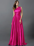 A-Line/Princess Pleats Sleeveless Long Silk like Satin Bridesmaid Dresses TPP0004905