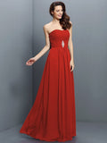 A-Line/Princess Strapless Pleats Sleeveless Long Chiffon Bridesmaid Dresses TPP0005391