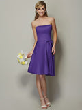 A-Line/Princess Strapless Sleeveless Bowknot Short Satin Bridesmaid Dresses TPP0005863