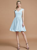 A-Line/Princess V-neck Chiffon Knee-Length Bridesmaid Dresses TPP0005411