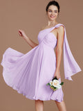 A-Line/Princess One-Shoulder Sleeveless Ruched Short/Mini Chiffon Bridesmaid Dresses TPP0005025