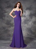 Trumpet/Mermaid Sweetheart Ruched Sleeveless Long Chiffon Bridesmaid Dresses TPP0005188