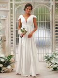 A-Line/Princess Chiffon Ruffles V-neck Sleeveless Sweep/Brush Train Bridesmaid Dresses TPP0004927