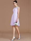 A-Line/Princess Bateau Sleeveless Lace Short/Mini Chiffon Bridesmaid Dresses TPP0005679