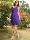 A-Line/Princess Straps Ruched Sleeveless Short Chiffon Bridesmaid Dresses TPP0005032