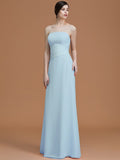 A-Line/Princess Strapless Sleeveless Floor-Length Ruched Chiffon Bridesmaid Dresses TPP0005696