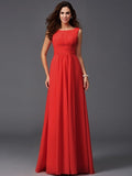 A-Line/Princess Scoop Ruffles Sleeveless Long Chiffon Bridesmaid Dresses TPP0005023