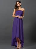 A-Line/Princess Strapless Sleeveless High Low Chiffon Bridesmaid Dresses TPP0005340