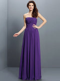 A-Line/Princess Strapless Pleats Sleeveless Long Chiffon Bridesmaid Dresses TPP0005318