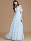 A-Line/Princess Spaghetti Straps Sleeveless Floor-Length Ruffles Chiffon Bridesmaid Dresses TPP0005400