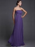 A-Line/Princess Strapless Sleeveless Beading Long Chiffon Bridesmaid Dresses TPP0005500