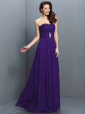 A-Line/Princess Strapless Pleats Sleeveless Long Chiffon Bridesmaid Dresses TPP0005391