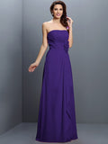 A-Line/Princess Strapless Hand-Made Flower Sleeveless Long Chiffon Bridesmaid Dresses TPP0005617