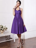 A-Line/Princess Halter Sleeveless Pleats Short Taffeta Bridesmaid Dresses TPP0005709