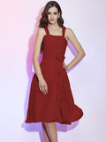 A-Line/Princess Straps Sleeveless Pleats Applique Short Chiffon Bridesmaid Dresses TPP0005629