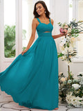 A-Line/Princess Chiffon Ruched Straps Sleeveless Floor-Length Bridesmaid Dresses TPP0004915