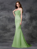 Trumpet/Mermaid Sweetheart Beading Sleeveless Long Satin Chiffon Bridesmaid Dresses TPP0005321