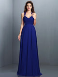 A-Line/Princess Halter Pleats Sleeveless Long Chiffon Bridesmaid Dresses TPP0005390