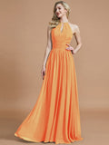 A-Line/Princess Chiffon Scoop Sleeveless Floor-Length Bridesmaid Dresses TPP0005219