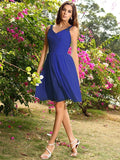 A-Line/Princess Straps Ruched Sleeveless Short Chiffon Bridesmaid Dresses TPP0005032