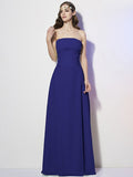 A-Line/Princess Strapless Sleeveless Pleats Long Chiffon Bridesmaid Dresses TPP0005257