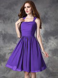 A-line/Princess Straps Ruffles Sleeveless Short Chiffon Bridesmaid Dresses TPP0005517