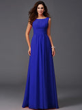 A-Line/Princess Scoop Ruffles Sleeveless Long Chiffon Bridesmaid Dresses TPP0005023