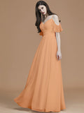 A-Line/Princess Spaghetti Straps Sleeveless Floor-Length Ruffles Chiffon Bridesmaid Dresses TPP0005400