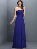 A-Line/Princess Strapless Hand-Made Flower Sleeveless Long Chiffon Bridesmaid Dresses TPP0005617