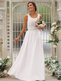 A-Line/Princess Chiffon Ruffles Scoop Sleeveless Floor-Length Bridesmaid Dresses TPP0004949