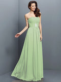 A-Line/Princess Strapless Pleats Sleeveless Long Chiffon Bridesmaid Dresses TPP0005391