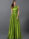 A-Line/Princess Pleats Sleeveless Long Silk like Satin Bridesmaid Dresses TPP0004905