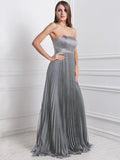 A-Line/Princess Strapless Sleeveless Ruffles Long Chiffon Bridesmaid Dresses TPP0005555