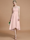 A-Line/Princess Bateau Sleeveless Ruffles Asymmetrical Silk like Satin Bridesmaid Dresses TPP0005019