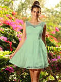 A-Line/Princess Bateau Sleeveless Short Lace Bridesmaid Dresses TPP0005581