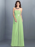 A-Line/Princess Strapless Rhinestone Sleeveless Long Chiffon Bridesmaid Dresses TPP0005471