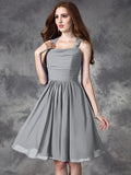 A-line/Princess Straps Ruffles Sleeveless Short Chiffon Bridesmaid Dresses TPP0005517