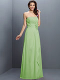 A-Line/Princess Strapless Hand-Made Flower Sleeveless Long Chiffon Bridesmaid Dresses TPP0005617