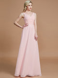 A-Line/Princess Sleeveless Floor-Length Chiffon V-neck Bridesmaid Dresses TPP0005433