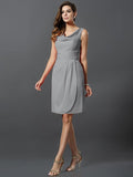 A-Line/Princess Scoop Pleats Sleeveless Short Chiffon Bridesmaid Dresses TPP0005728