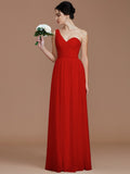 A-Line/Princess One-Shoulder Sleeveless Ruched Floor-Length Chiffon Bridesmaid Dresses TPP0005033