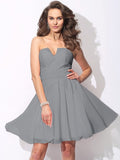 A-Line/Princess Sweetheart Ruffles Sleeveless Short Chiffon Bridesmaid Dresses TPP0005699