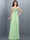 A-Line/Princess Halter Hand-Made Flower Sleeveless Long Chiffon Bridesmaid Dresses TPP0005807